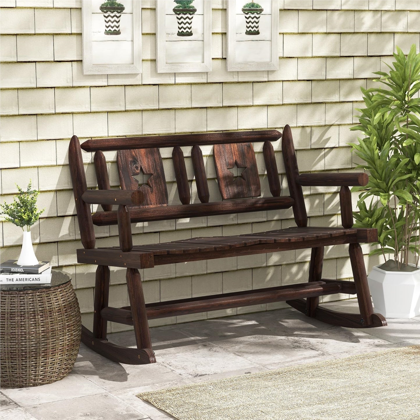 Tuinbank – Schommelbank – Buitenbank – Houten Bank – Terrasbank – Weerbestendig – Draagvermogen 320 kg – Afmetingen 111x85x89 cm – Rustic Brown