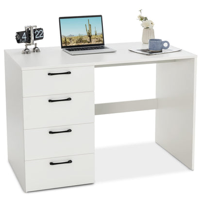Bureau – Computertafel – Werkplek – Studietafel – Schrijftafel – Modern Wit Design – 110 x 60 x 76 cm – 4 Ruime Lades
