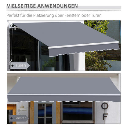 Articulated arm awning Adjustable clamp awning Patio awning 3.95 x 3m sun protection with crank, balcony awning, grey