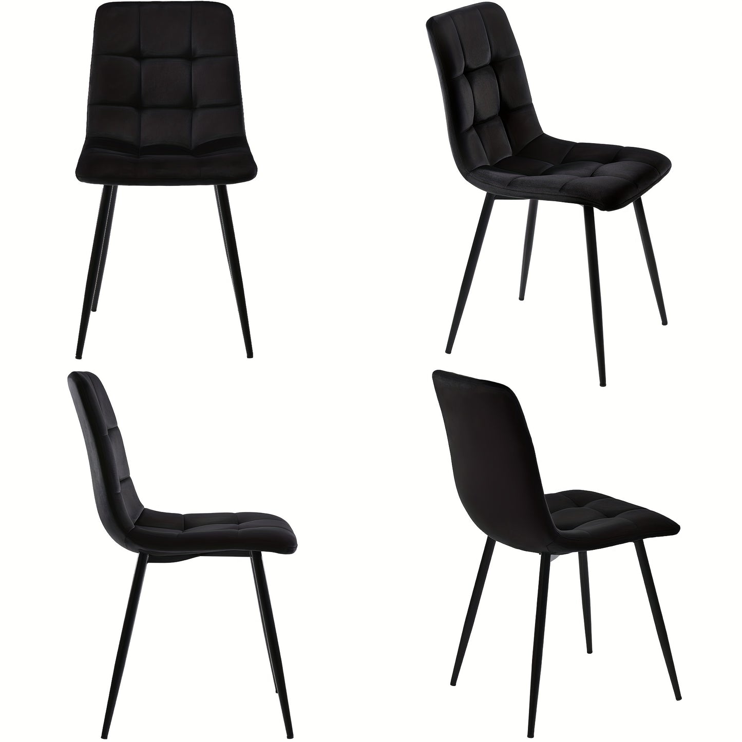 Eettafelset – Eettafel Met Stoelen – Dinerset – Tafel Met 4 Stoelen – Zwart Bamboe – 120x70 cm – Duurzaam Bamboe Tafelblad – Stevige Zwarte Metalen Pooten
