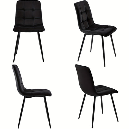 Eettafelset – Eettafel Met Stoelen – Dinerset – Tafel Met 4 Stoelen – Zwart Bamboe – 120x70 cm – Duurzaam Bamboe Tafelblad – Stevige Zwarte Metalen Pooten