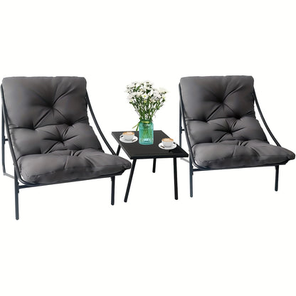 Balkonset – Bistroset – Tuinset – Loungeset – Balkonmeubelen – Compact Design – Stevig Metalen Frame – Bordeauxrode Kussens