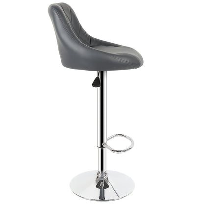Barstoel – Barkruk – Barstoel Keuken – Barstoel Met Rugleuning – Barkruk Set Van 2 – Verstelbare Zithoogte – 360° Draaibaar – PU Leder – Met Voetsteun – Grijs – 46x32x85-105 cm