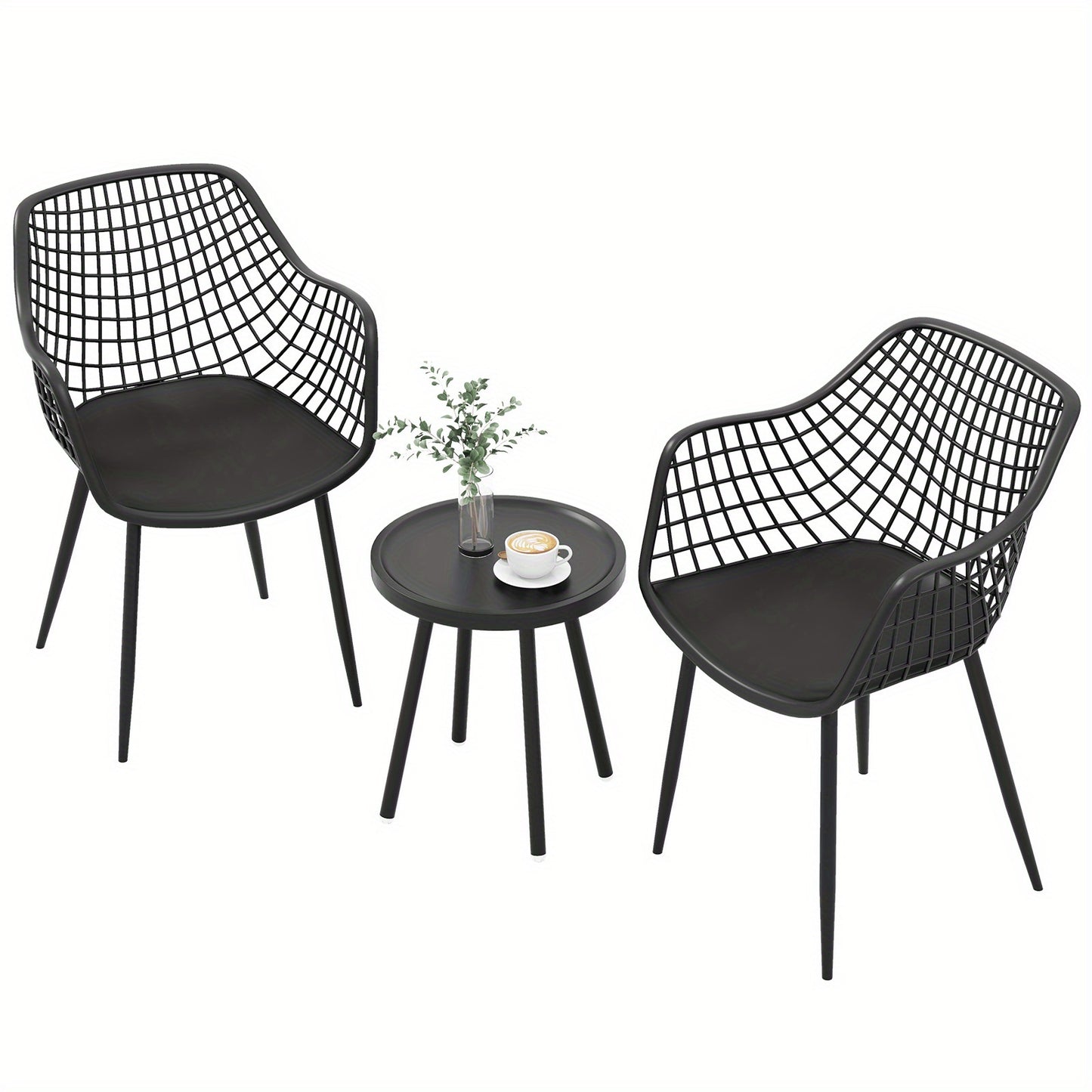 Tuinstoelset – Tuinstoelen – Bistroset – Stoel En Tafel Set – Balkonset – PP Zitting En Tafelblad – Metalen Frame – Comfortabel En Weerbestendig