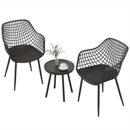 Tuinstoelset – Tuinstoelen – Bistroset – Stoel En Tafel Set – Balkonset – PP Zitting En Tafelblad – Metalen Frame – Comfortabel En Weerbestendig