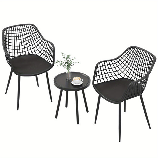 Tuinstoelset – Tuinstoelen – Bistroset – Stoel En Tafel Set – Balkonset – PP Zitting En Tafelblad – Metalen Frame – Comfortabel En Weerbestendig