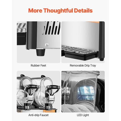 Slushiemachine – Slushmaker – IJsdrankmachine – Frozen Drink Maker – Margarita Machine – 2 x 3 Liter Tanks – 15 Instelbare Temperatuurniveaus