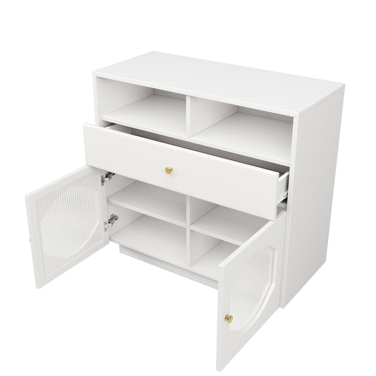 Opbergkast – Opbergmeubel – Kast – Dressoir – Bergkast – Modern Wit – 2 Deuren & Lade – Vrijstaand – 3,2+ Kubieke Voet – Eenvoudige Montage – Duurzaam