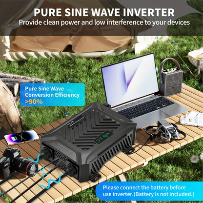 Omvormer – Spanningsomvormer – Stroomomzetter – Inverter – Converter – 24V Automatische Voltageherkenning – 3000W Zuivere Sinusgolf Output