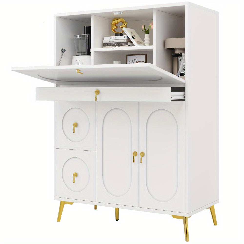 Sideboard | Kitchen Cabinet 100×50×140cm Storage Unit for Modern Folding Door Design, Minimalist Style & Multifunctional Use in Dining Rooms and Living Spaces, Spacesaving Furniture, Home Organization, Contemporary Design,