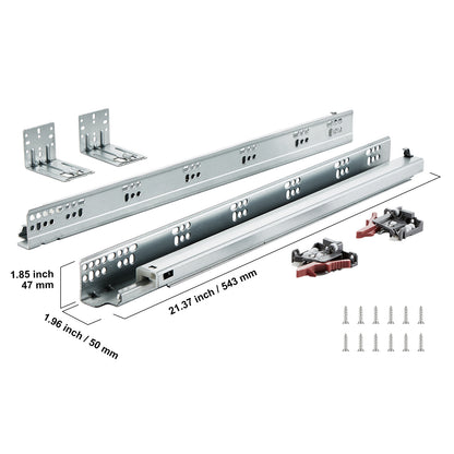Ladegeleiders – Ladegeleiderrails – Laderails – Ladegeleiderprofielen – Ladegeleiderbeslag – 21 Inch – Volledig Uittrekbaar – Softclose Silent Mechanisme