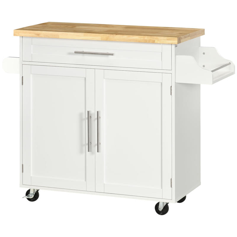 Mobiele Keukeneiland Wagen – Keukentrolley – Keukenkar – Serveerwagen – Opbergwagen – MDF Hout – 4 Wielen Met Rem – Compact 109x40x89 cm