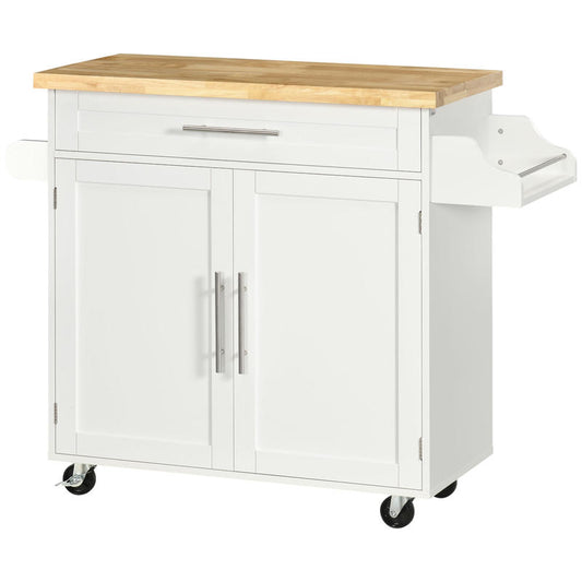 Mobiele Keukeneiland Wagen – Keukentrolley – Keukenkar – Serveerwagen – Opbergwagen – MDF Hout – 4 Wielen Met Rem – Compact 109x40x89 cm