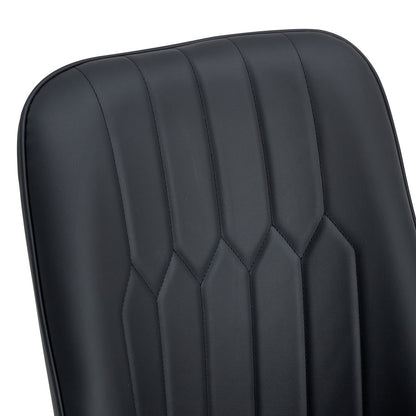 Eetkamerstoel – Stoel – Zitmeubel – Keukenstoel – Slaapkamerstoel – Set van 2 Zwart – PU Leer – Zwart Metalen Frame – Comfortabel en Duurzaam