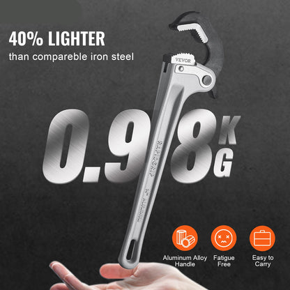 Pijpsleutel – Buisratel – Buismoersleutel – Sanitairgereedschap – Installatiesleutel – Aluminium – 14 Inch – Automatische Bekverstelling – Ergonomisch Handvat