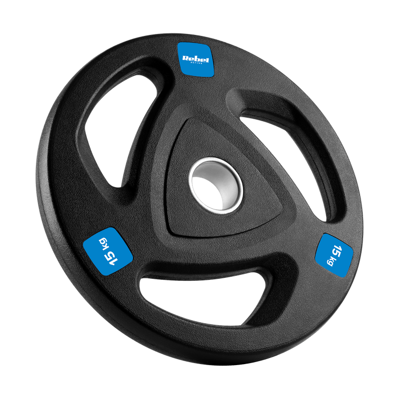 halterplaat – halterschijf – gewichtenschijf – fitnessgewicht – olympische halterschijf – 2x15 kg gietijzer – rubberen coating