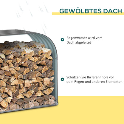 Houtopslag – Houtrek – Brandhoutrek – Houtstal – Houthouder – Grijs Stalen Houtrek – 0,85 m² Opbergruimte – Weerbestendig & Robuust