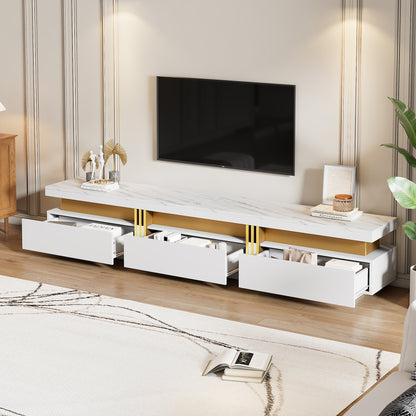 Tv Meubel – TV Kast – TV Meubels – TV Dressoir – TV Kasten – Marmerlook Hoogglans – Voor TV Tot 90 Inch – Inclusief Salontafel