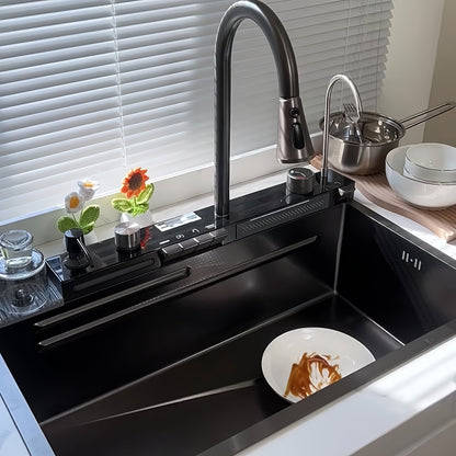 Keukenspoelbak – Spoelbak RVS – Onderbouwspoelbak – Keukensink – Spoeltafel – Gun Grey RVS – Digitale Display – Nano Coating & Rechthoekig Design