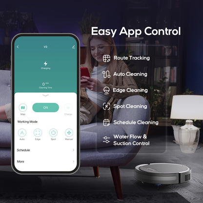 Robotstofzuiger – Stofzuiger Robot – Dweilrobot – Automatische Cleaner – Draadloos Met App – 4500mAh Batterij – Compact 31x31x7,6 cm