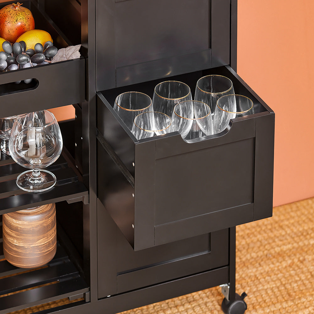 Keukentrolley – Serveerwagen – Keukenwagen – Opbergwagen – Werkblad Trolley – 68x38x85 cm – MDF Hout & Kurk