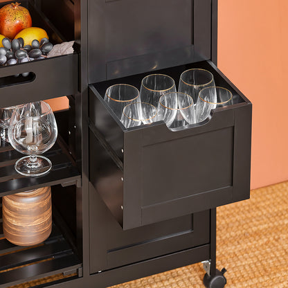 Keukentrolley – Serveerwagen – Keukenwagen – Opbergwagen – Werkblad Trolley – 68x38x85 cm – MDF Hout & Kurk