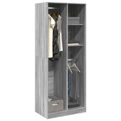 Kledingkast – Garderobekast – Kledingopberger – Dressoir – Opbergkast – Grijs Sonoma Eiken – Vrijstaand – Massief Hout – 80x50x200 cm