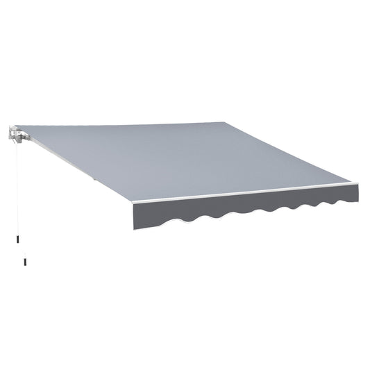 Handmatige Uitschuifbare Zonwering – Uitschuifbaar Scherm – Terraszonwering – Buitenluifel – Zonnescherm – Grijs Polyester – Aluminium Frame – Stelbare Hellingshoek – 2,5 x 2 Meter