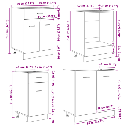 Keukenkast – Keukenmeubel – Opbergkast – Buffetkast – Apothekerskast – 8-delig – Rook Eikenhout – Stevig Houtmateriaal
