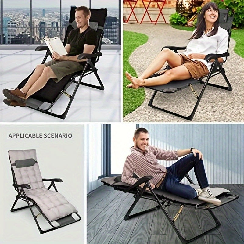 Opvouwbare Stoel – Vouwstoel – Campingstoel – Tuinstoel – Balkonstoel – Stevig Metalen Frame – Comfortabele Zwarte Kussens