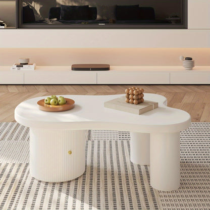 Salontafel – Salontafeltje – Koffietafel – Woonkamertafel – Bijzettafel – Modern Asymmetrisch – Met Opbergruimte – MDF Wit – Compact 100x60x37 cm
