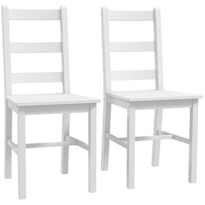 Eetkamerstoelen – Keukenstoelen – Houten Stoelen – Witte Stoelen – Lade Rugleuning – Set van 2 – Slipvaste Pootbeschermers – Massief Houten Frame 41,5x46x90 cm