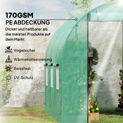 Kas – Tuinkas – Groentetunnel – Hobbykas – Kweekkas – 3x2x2m – UV-bestendig Plastic – 6 Ventilatieraampjes & Rolluikdeur