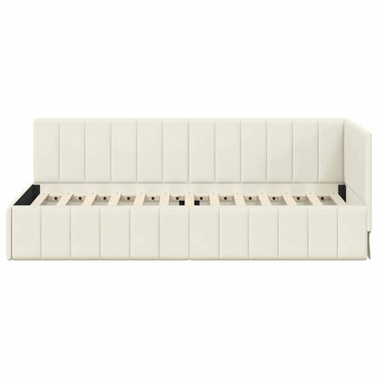 Bedframe – Bed – Eenpersoonsbed – Slaapbank – Kinderbed – Blauw Velvet Hoofdbord – Stevig Plaatmateriaal – Lattenbodem 80x200 cm