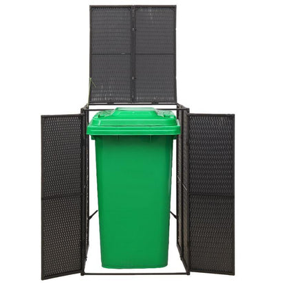 Prullenbak – Afvalbak – Vuilnisbak – Afvalemmer – Pedaalemmer – Zwarte Deksel – 70x80x117 cm – Metaal Met Polyrattan