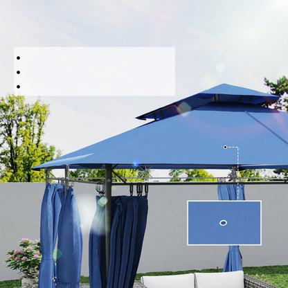 Tuinpaviljoen – Tuinoverkapping – Partytent – Prieel – Pergola – Blauw – Dubbel Dak Voor Optimale Ventilatie – 3x4 Meter Ruimte Voor 12 Personen