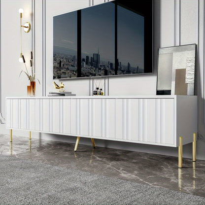 Tv Meubel – Tv Kast – Tv Dressoir – Mediameubel – Tv Meubel Wit – 190 cm Lang – Goudkleurige Pootjes – Softclose Groefde Deuren