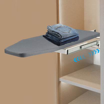 Space-Saving Closet Pull-Out Ironing Board - Heavy-Duty Retractable ironing board with 180° Rotation, Compact Storage Cabinet Organizer, Carbon Steel Construction & Non-Slip Surface - Ideal for Apartments, Dorms, Small Space
