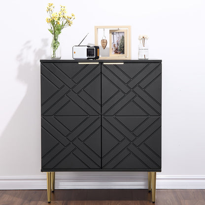 Halmeubel – Halkast – Opbergkast – Dressoir – Kast – Klassiek Design – Compact 74 cm – Vloerplaatsing – Voorgemonteerd – Zwart
