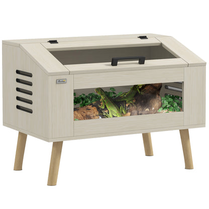 Terrarium Reptielenhuisje – Vivarium – Slang Terrarium – Reptielen Terrarium – Hagedis Terrarium – Natuurlijk Hout – 111 Liter – Zijventilatie met Veiligheidsglas