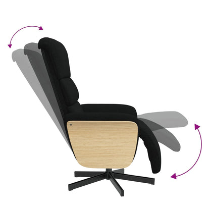 Verstelbare Fauteuil – Relaxstoel – Zwarte Stoel – Draaifauteuil – Voetensteun Fauteuil – 360° Draaibaar – Ademend Stof Bekleed