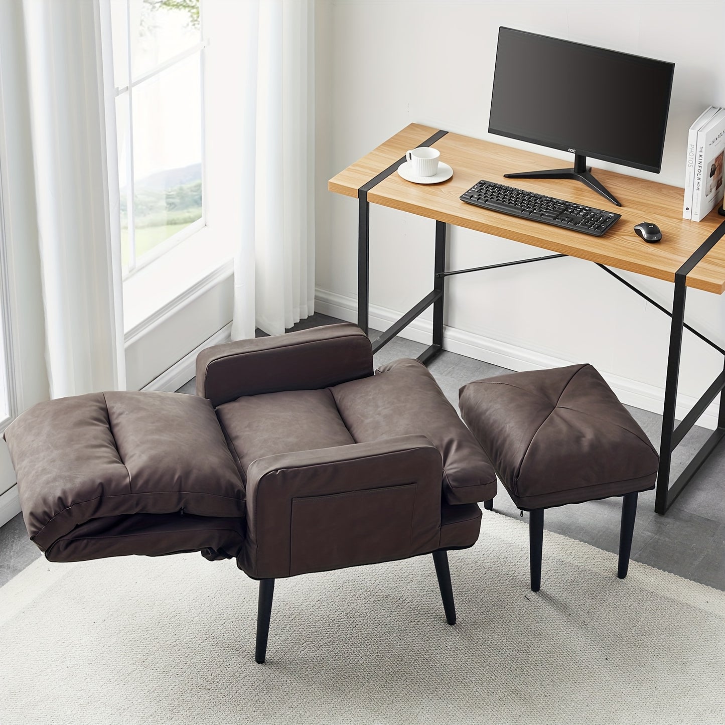 Fauteuil – Relaxstoel – Loungefauteuil – Leunstoel – Zitstoel – 6-Standen Verstelbare Rugleuning – PU-Leder Zitting Met Metalen Onderstel