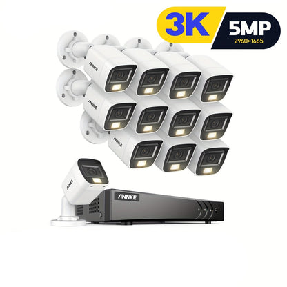 Beveiligingssysteem – Camerasysteem – Bewakingscamera – CCTV Set – Videobewaking – 12x 3K Camera’s Met Microfoon – AI Detectie En Nachtzicht