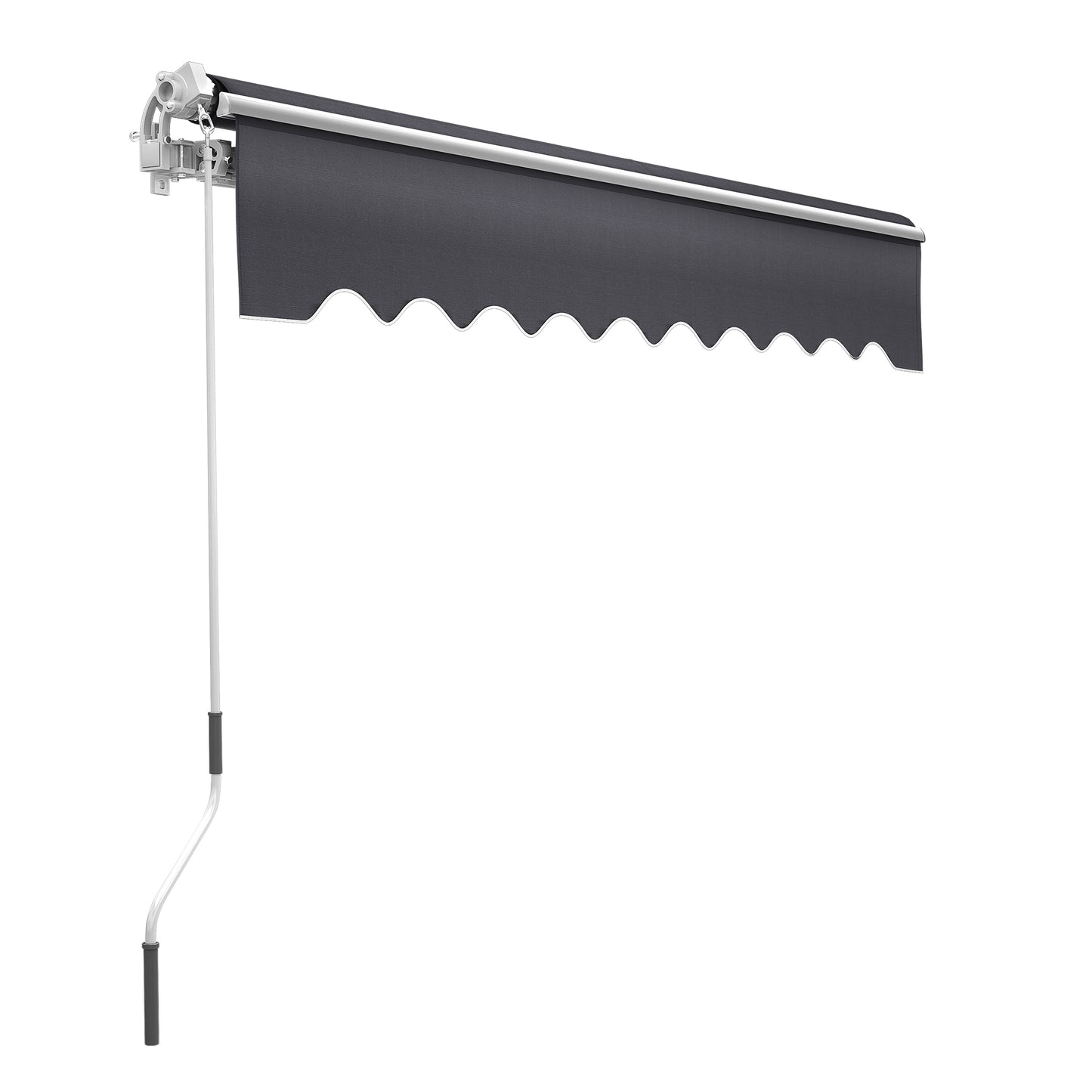 Retractable Aluminum Awning with Hand Crank - Heavy-Duty Manual Shade Canopy, Adjustable Widths (98.4”/118.1”/141.7”) & Lengths (200-300cm), Dark Gray Outdoor Awning for Balcony, Patio, Terrace - Easy Install, Durable M