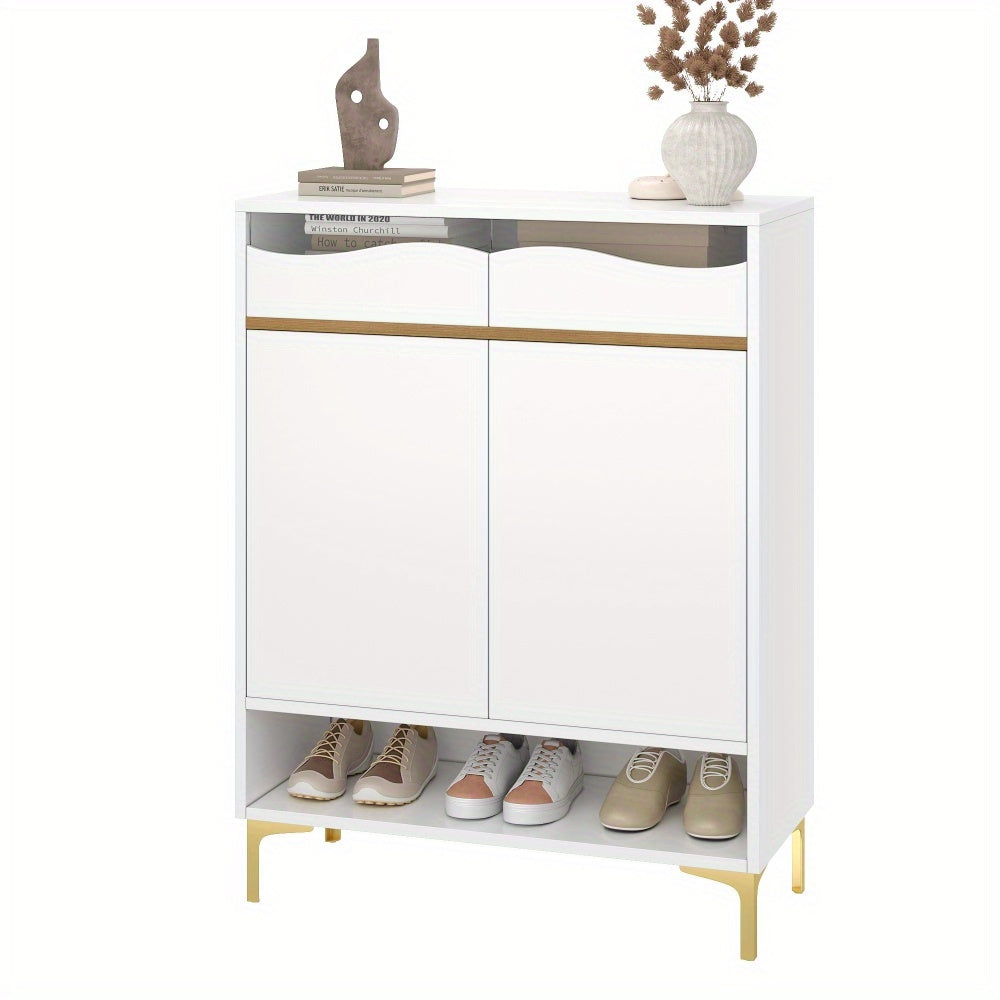 Schoenenkast – Schoenenrek – Schoenkast – Schoenenopberger – Opbergkast – Compact 80×35×105 cm – Modern Wit Met Lades En Verstelbare Planken