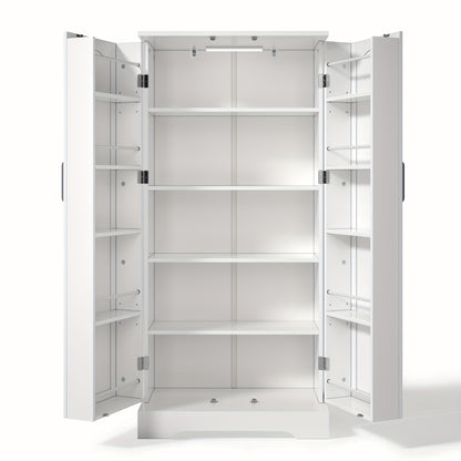 Keukenkast – Opbergkast – Keukenmeubel – Buffetkast – Organizer – Wit – Verstelbare planken – Dubbele deuren – Anti-kantelbeveiliging – 60x35x128 cm