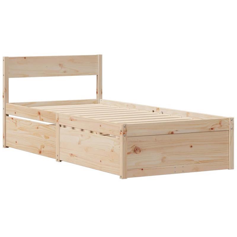Bedframe – Bed – Bedbodem – Eenpersoonsbed – Slaapbank – Massief Dennenhout – 100x200 cm – Stevig & Geassembleerd