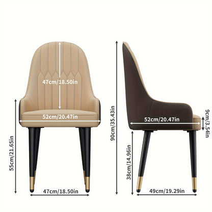 Set Of 2 Microfiber Dining Chairs: Metal Legs, High Backrest, Modern Kitchen Fabric Dining Chairs, Orange +Grey, Beige for Restaurant, Dining Room, Living Room