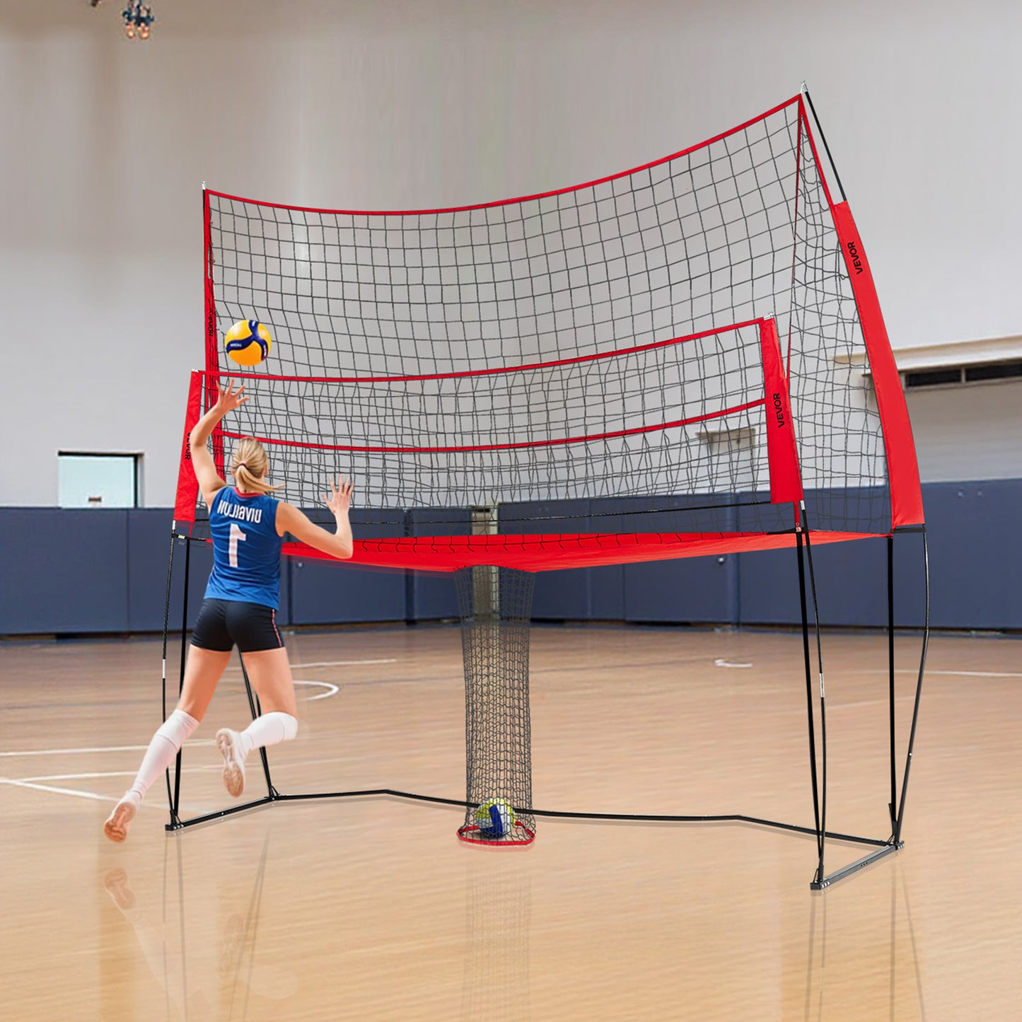 Volleybalnet – Trainingsnet – Sportnet – Beachvolleybalnet – Oefennet – Verstelbare Hoogte 12x11ft – Draagbaar Met Zandzakken