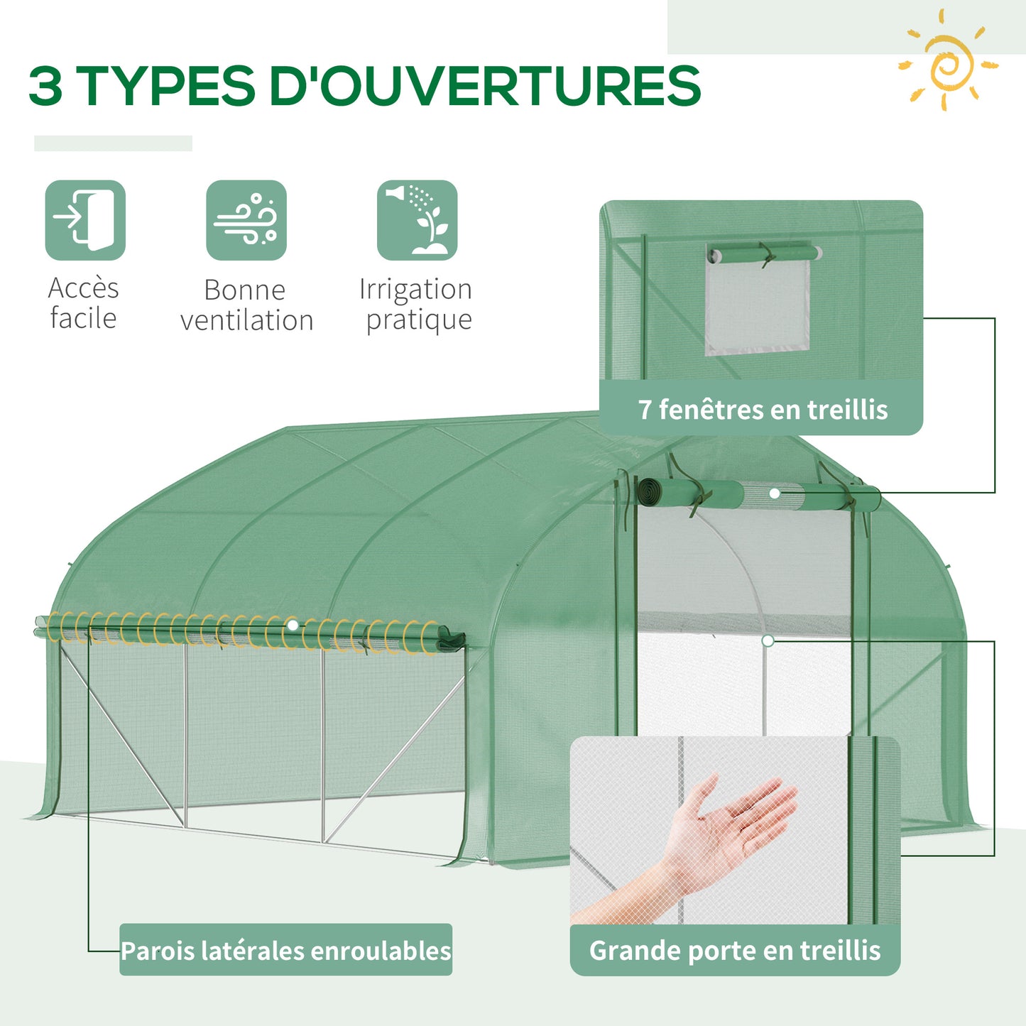 Kasje – Tuinkas – Broeikas – Kweekkas – Serre – UV-Bestendig – Stevig Gegalvaniseerd Stalen Frame – 350x300x200 cm